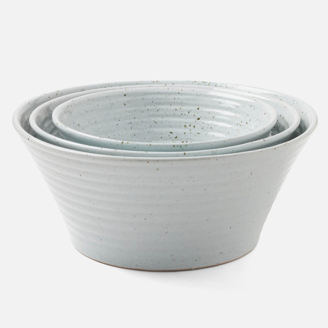Jules White Salt Glaze Serving Bowl Stoneware Set/3