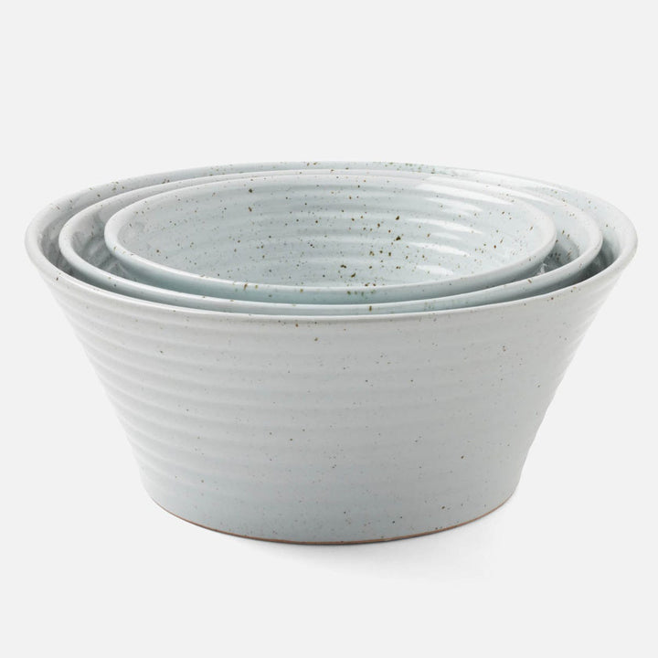 Jules White Salt Glaze Serving Bowl Stoneware Set/3