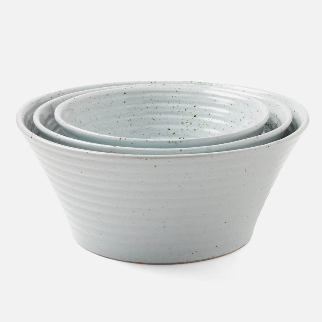 Jules White Salt Glaze Serving Bowl Stoneware Set/3