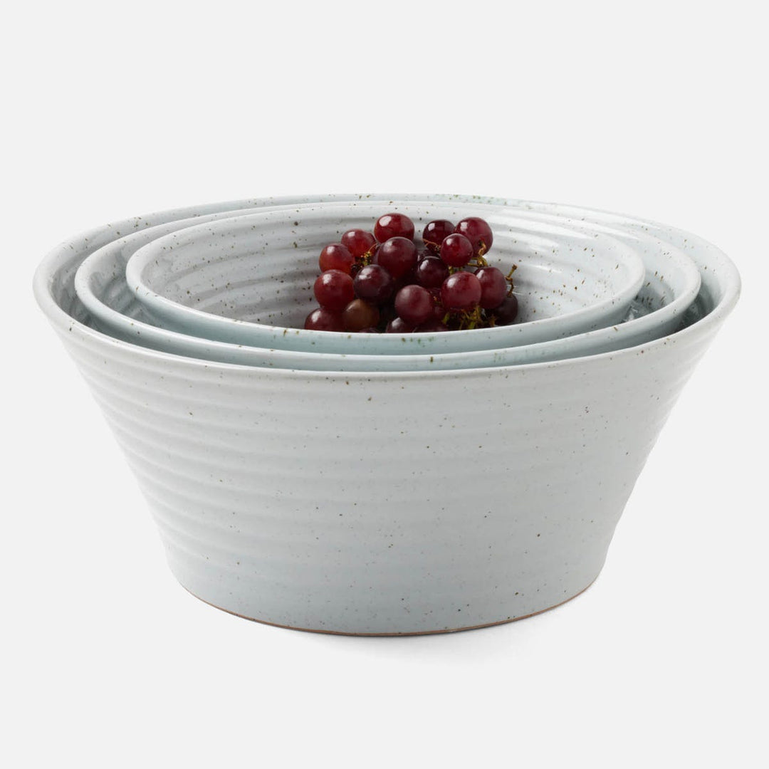 Jules White Salt Glaze Serving Bowl Stoneware Set/3
