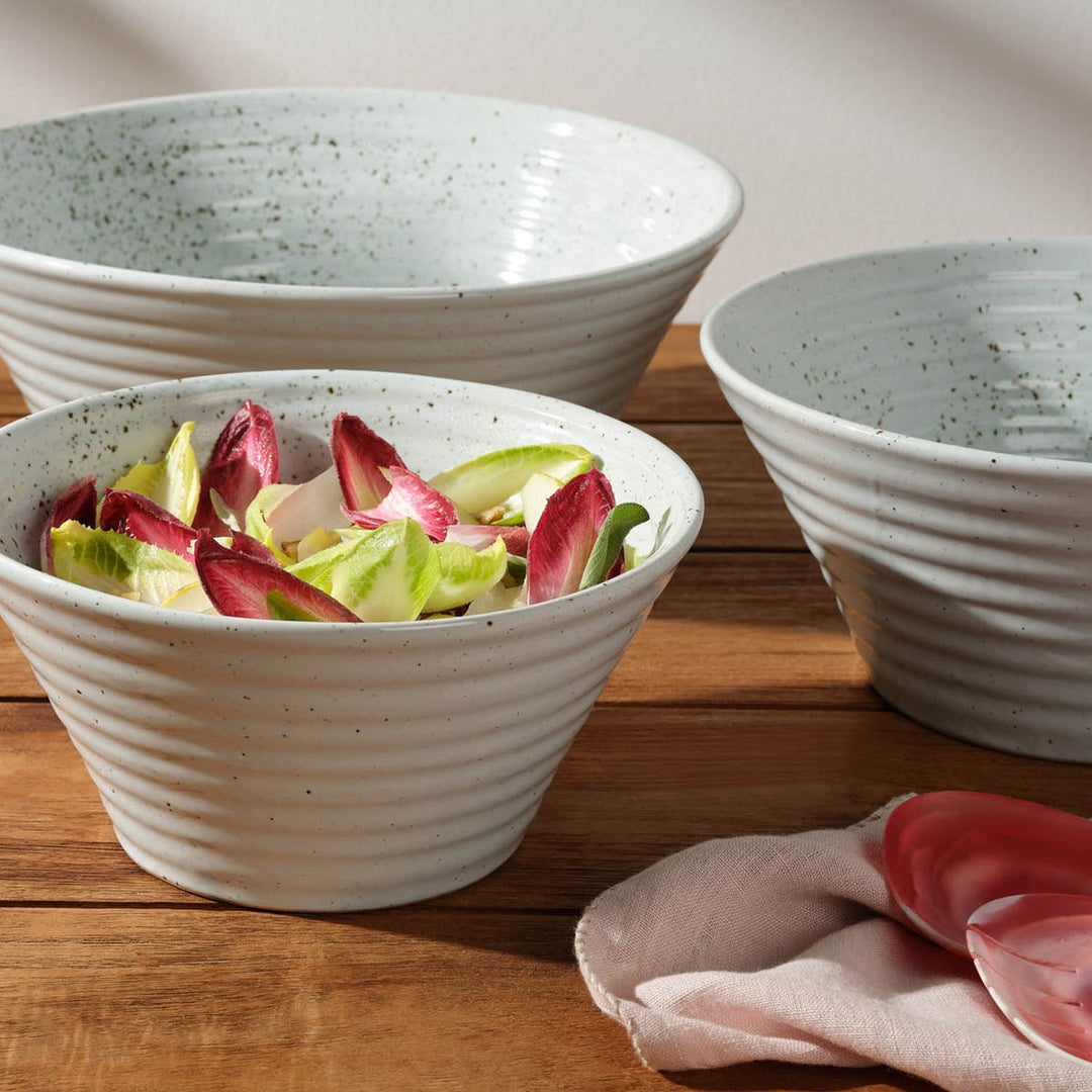 Jules White Salt Glaze Serving Bowl Stoneware Set/3