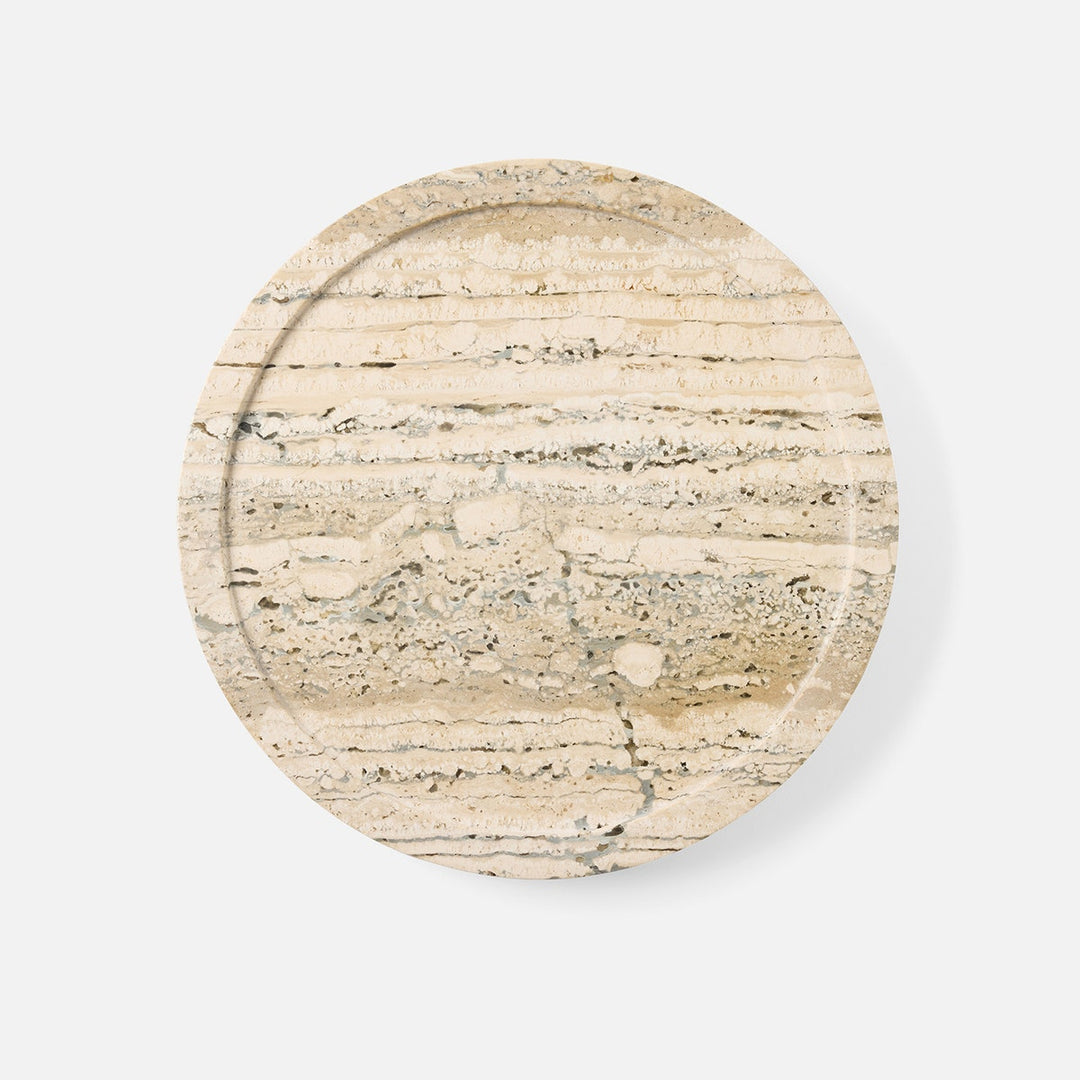 Laura Silver Lazy Susan Travertine 14"D
