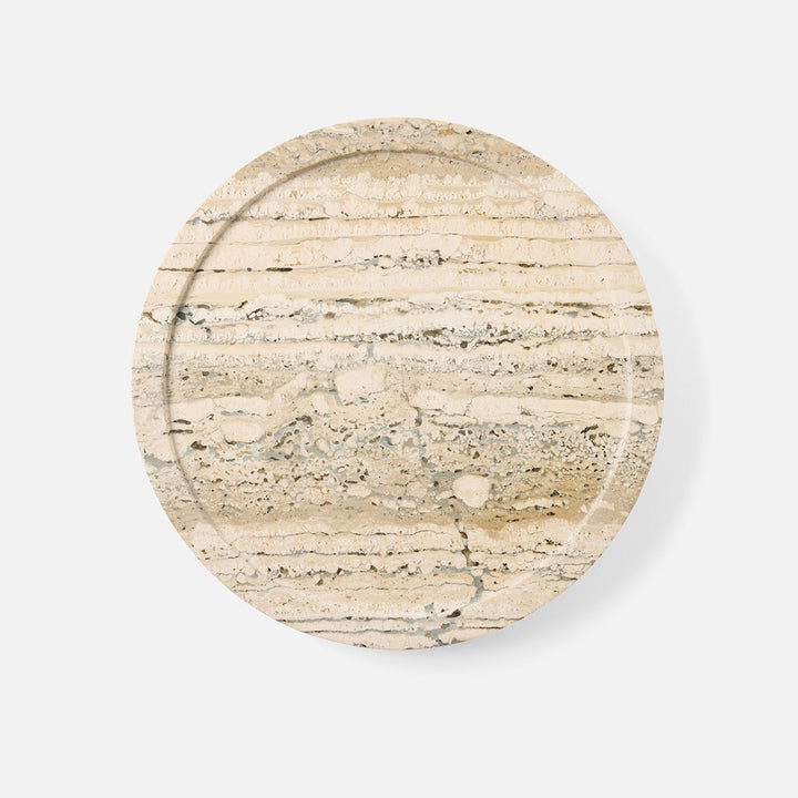 Laura Silver Lazy Susan Travertine 14"D