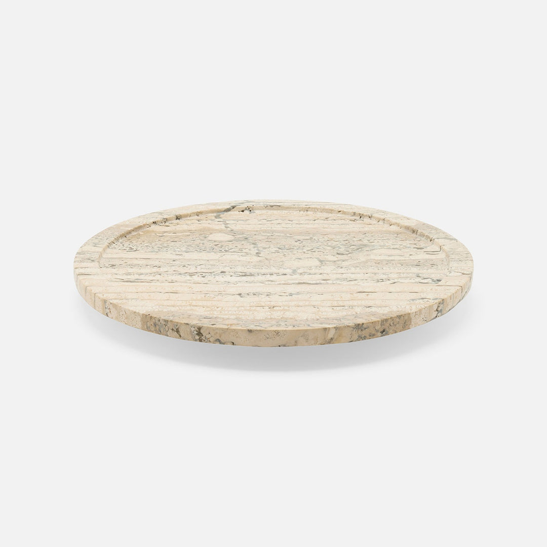 Laura Silver Lazy Susan Travertine 14"D