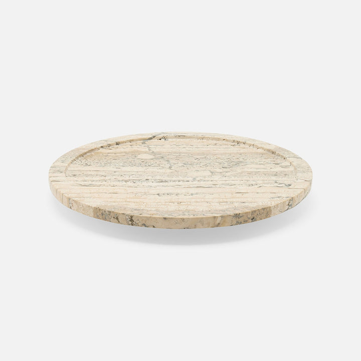Laura Silver Lazy Susan Travertine 14"D