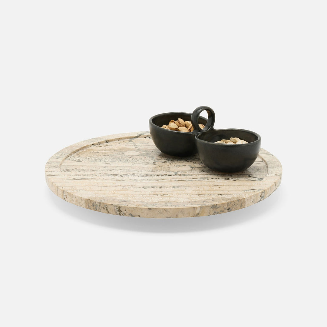 Laura Silver Lazy Susan Travertine 14"D