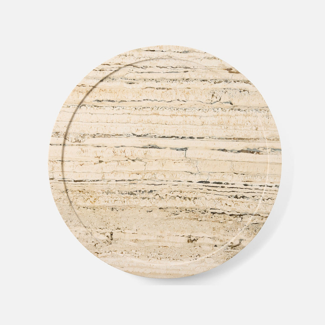 Laura Silver Lazy Susan Travertine 18"D
