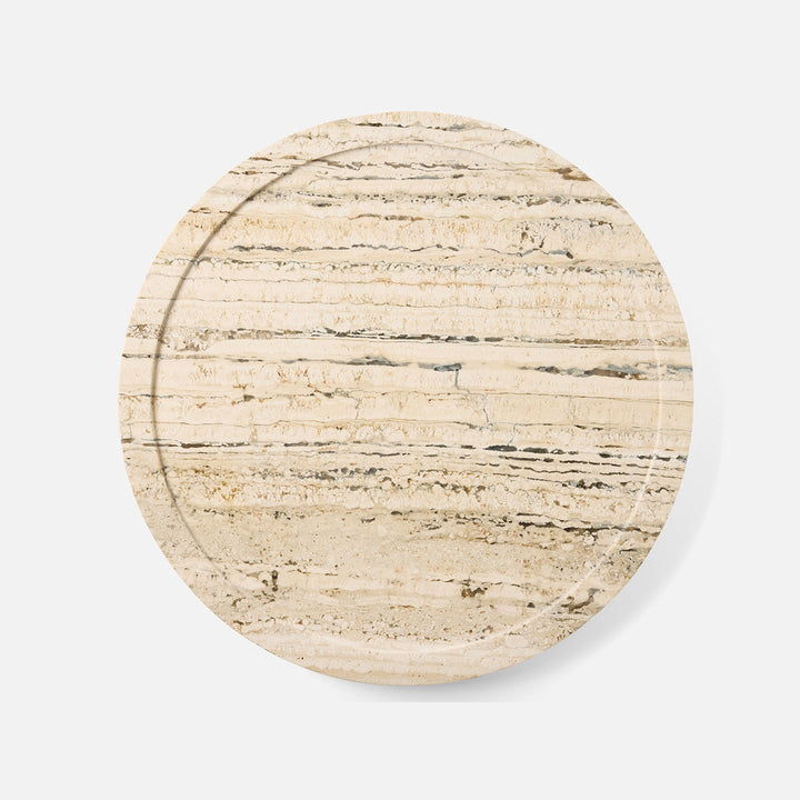 Laura Silver Lazy Susan Travertine 18"D