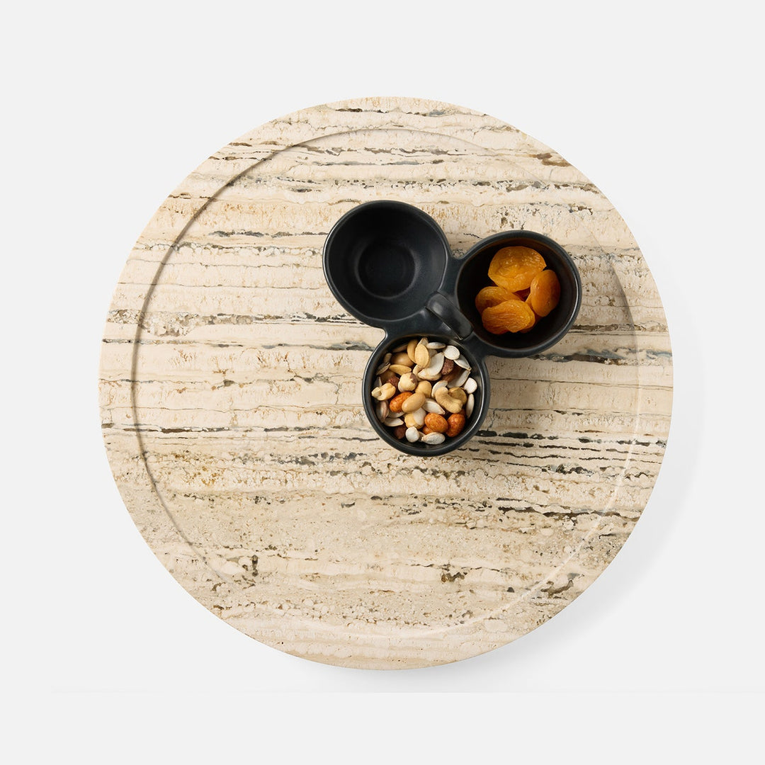 Laura Silver Lazy Susan Travertine 18"D