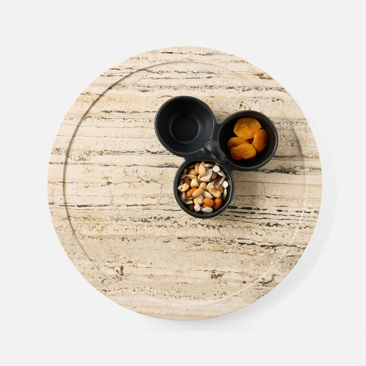 Laura Silver Lazy Susan Travertine 18"D