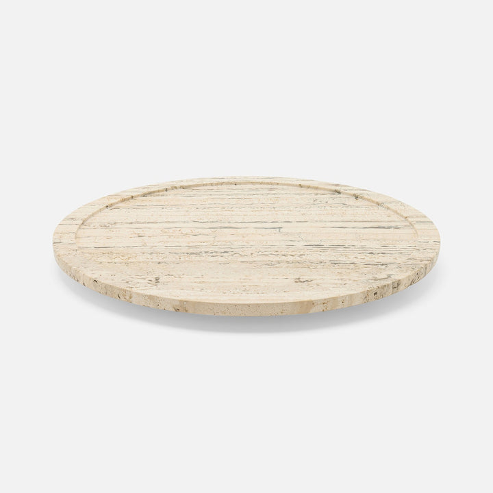 Laura Silver Lazy Susan Travertine 18"D