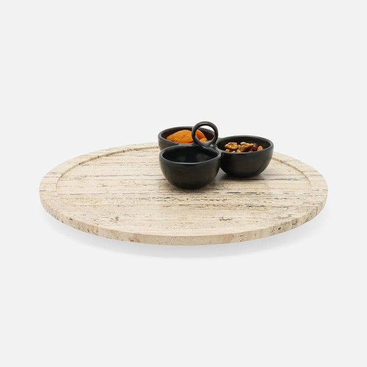 Laura Silver Lazy Susan Travertine 18"D