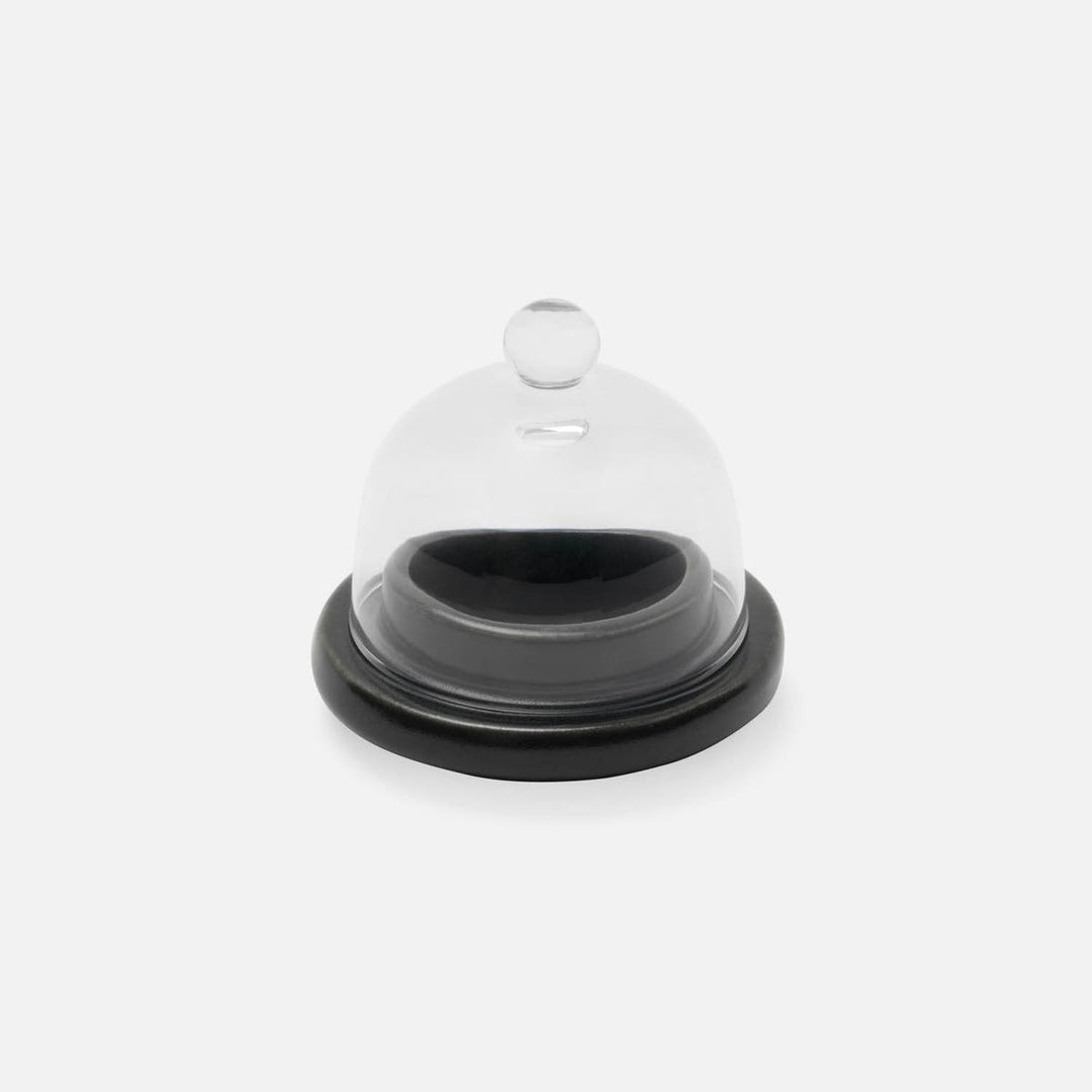 Marcus Black Glaze Round Butter Dish Stoneware Pack/2