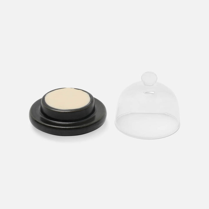Marcus Black Glaze Round Butter Dish Stoneware Pack/2