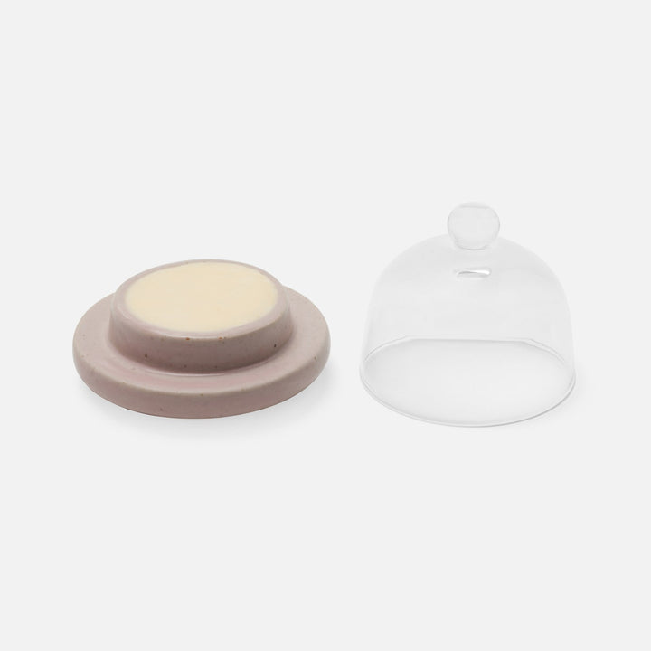 Marcus Pink Salt Glaze Round Butter Dish Stoneware Pack/2