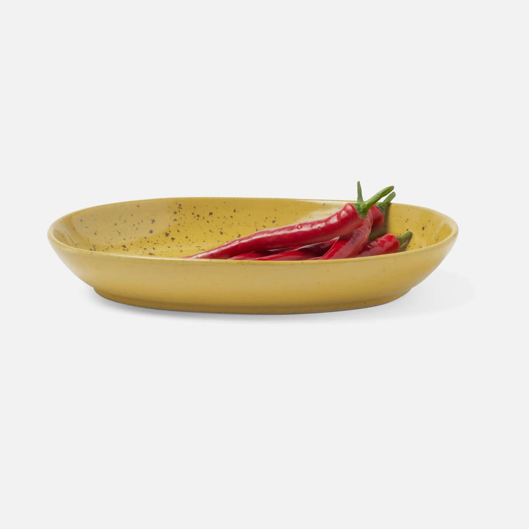Marcus Chartreuse Salt Glaze Oval Serving Platter Small Pack/2