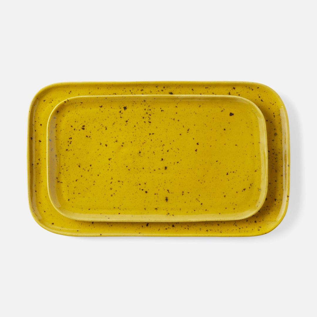Marcus Chartreuse Salt Glaze Rectangular Serving Platter Stoneware Set/2