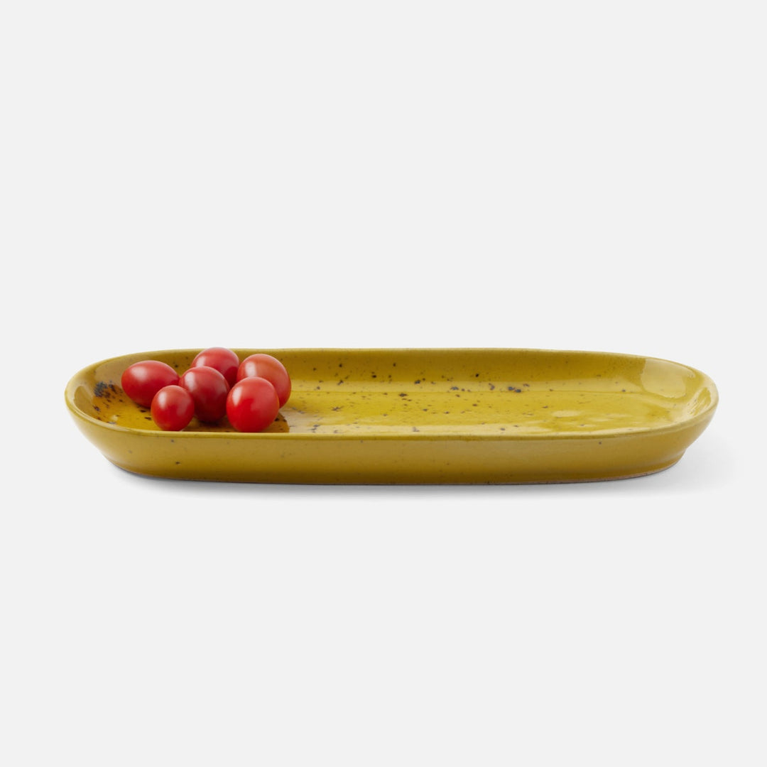 Marcus Chartreuse Salt Glaze Oblong Serving Platter Stoneware Small Set/2