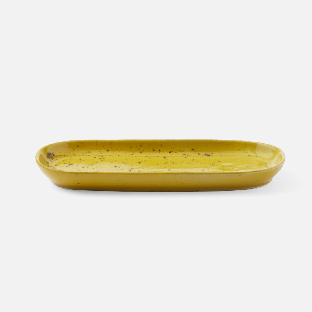 Marcus Chartreuse Salt Glaze Oblong Serving Platter Stoneware Small Set/2