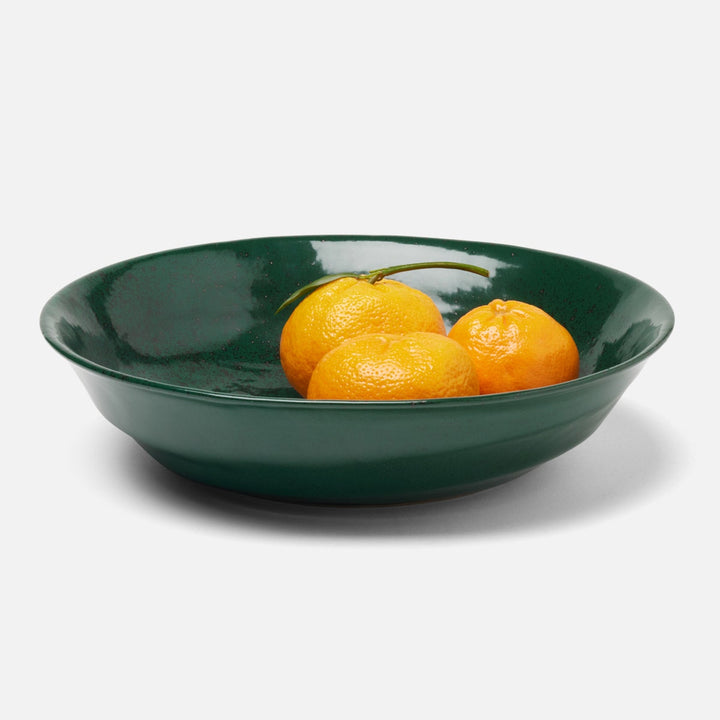 Marcus Dark Green Salt Glaze Tapered Serving Bowl Stoneware Large Pack/2