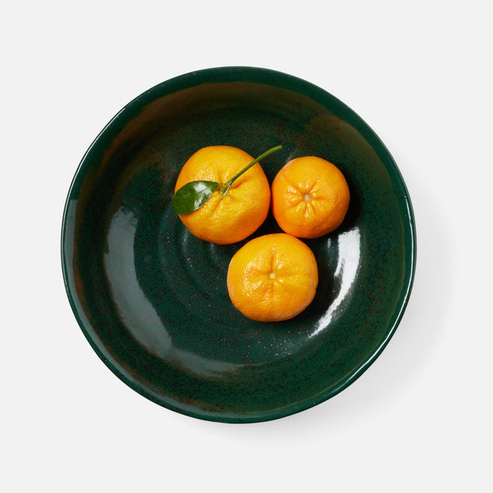 Marcus Dark Green Salt Glaze Tapered Serving Bowl Stoneware Large Pack/2