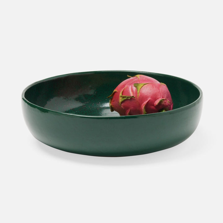 Marcus Dark Green Salt Glaze Round Serving Bowl Stoneware Large Pack/2