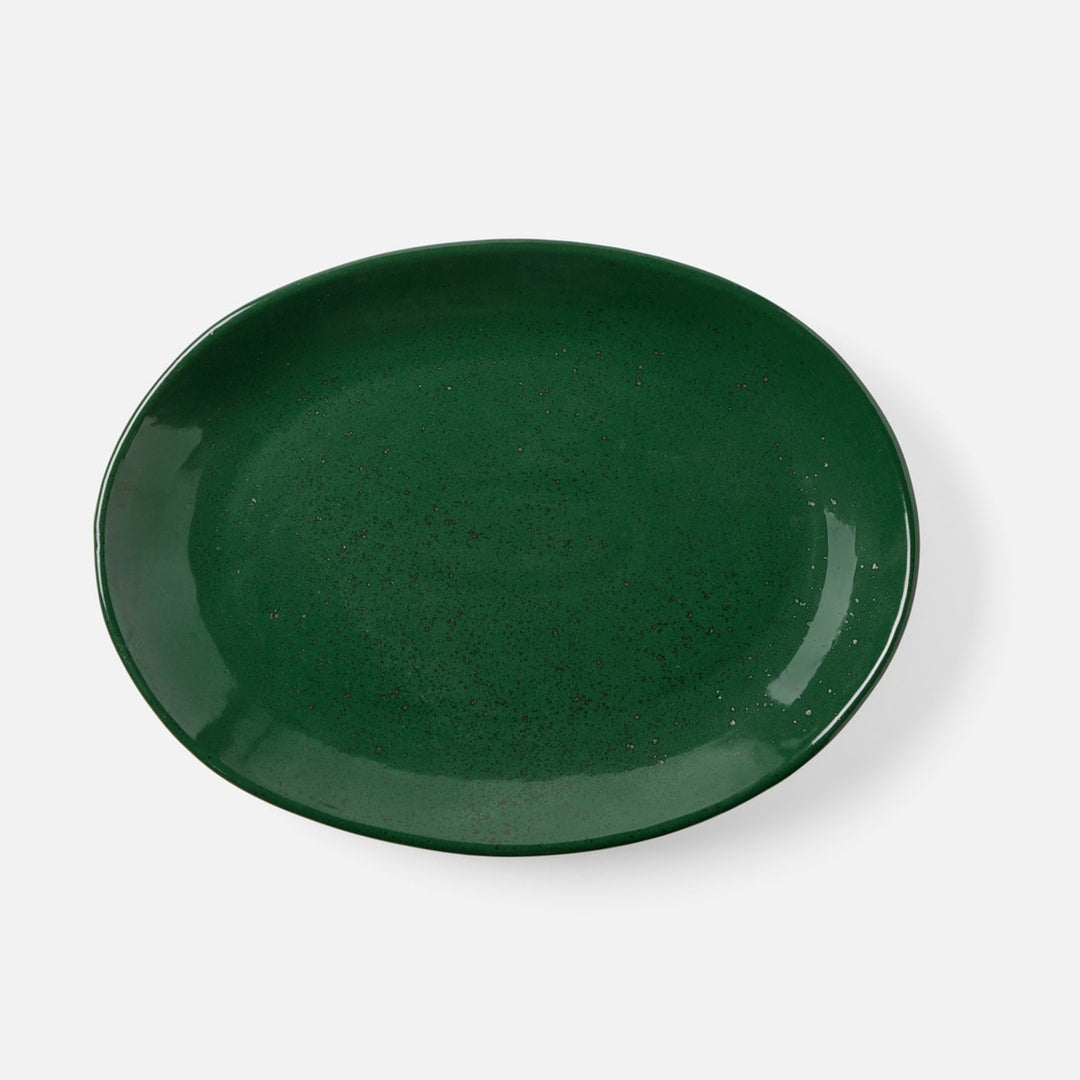 Marcus Dark Green Salt Glaze Oval Serving Platter Stoneware Large Pack/2