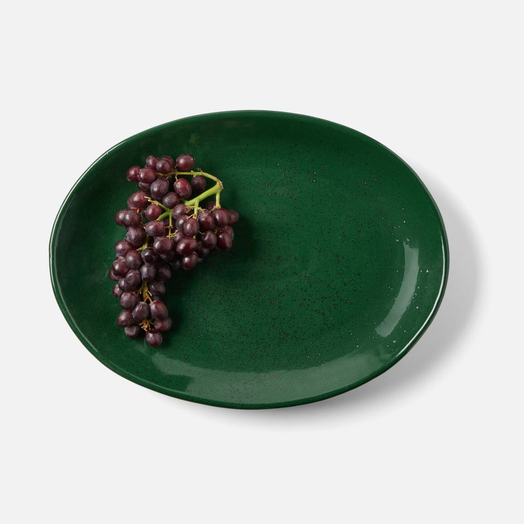 Marcus Dark Green Salt Glaze Oval Serving Platter Stoneware Large Pack/2