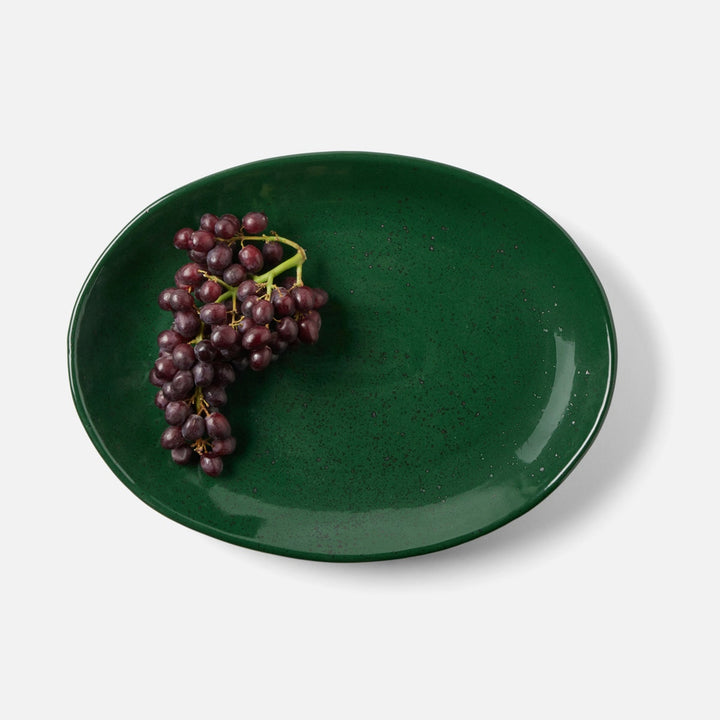 Marcus Dark Green Salt Glaze Oval Serving Platter Stoneware Large Pack/2