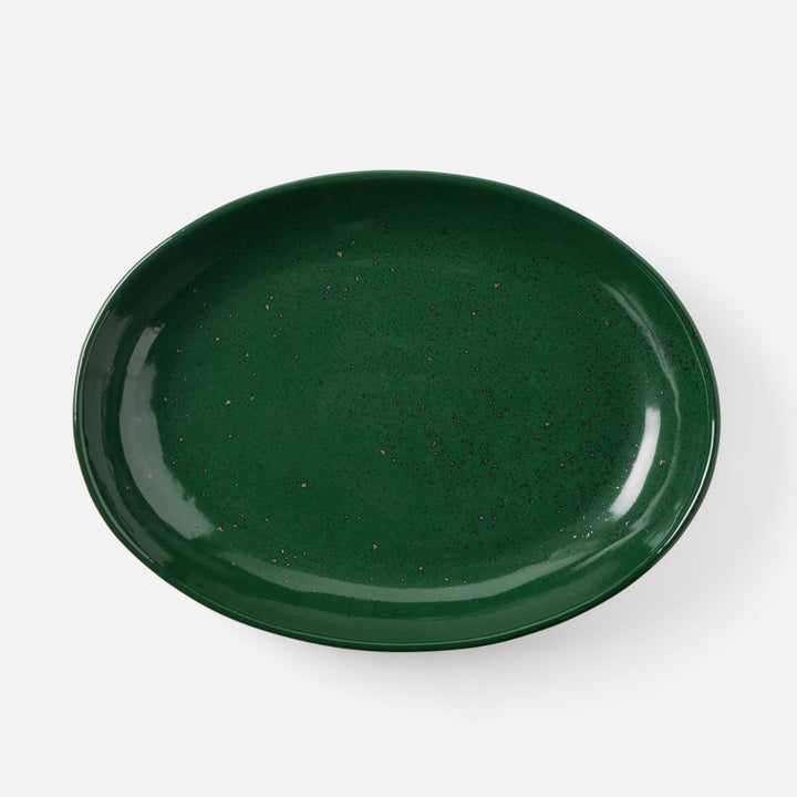 Marcus Dark Green Salt Glaze Oval Serving Platter Small Pack/2