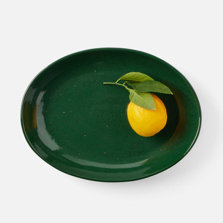 Marcus Dark Green Salt Glaze Oval Serving Platter Small Pack/2