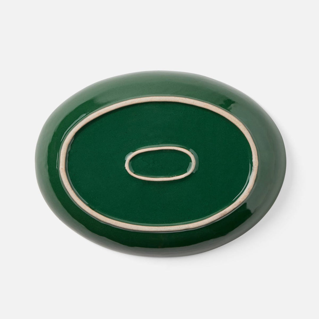 Marcus Dark Green Salt Glaze Oval Serving Platter Small Pack/2