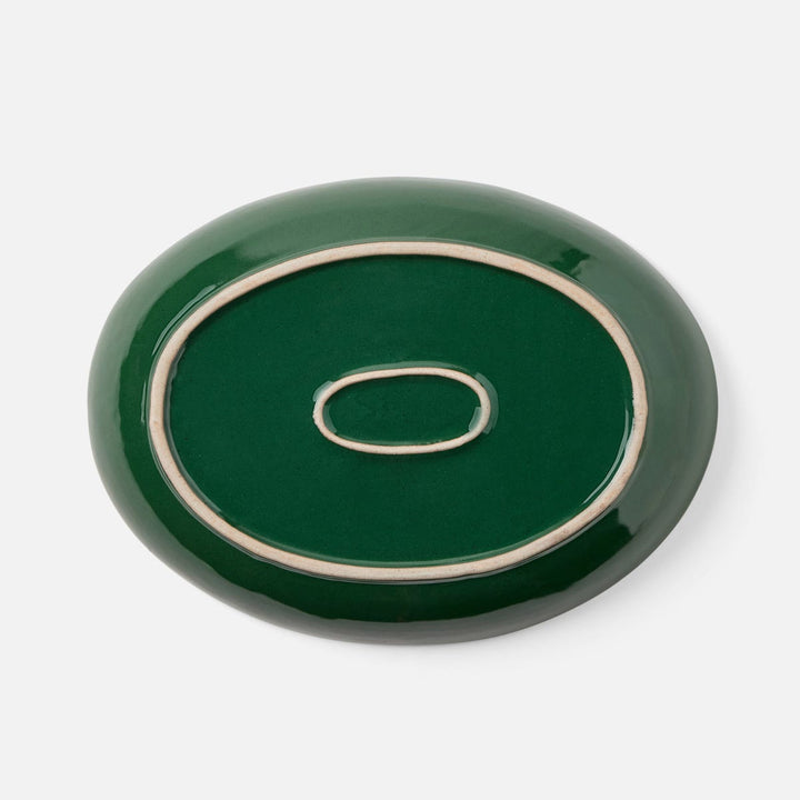 Marcus Dark Green Salt Glaze Oval Serving Platter Small Pack/2