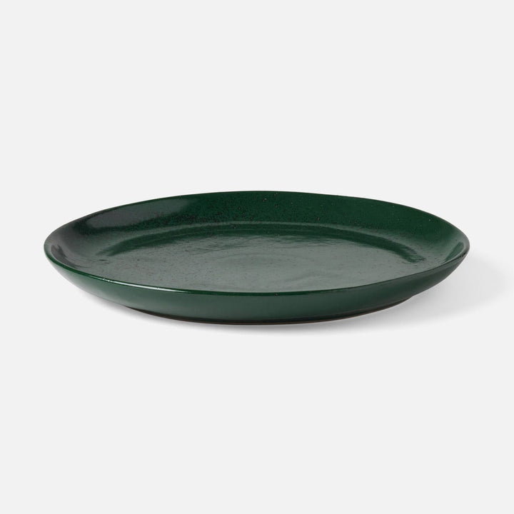 Marcus Dark Green Salt Glaze Round Serving Platter Stoneware Large Pack/2