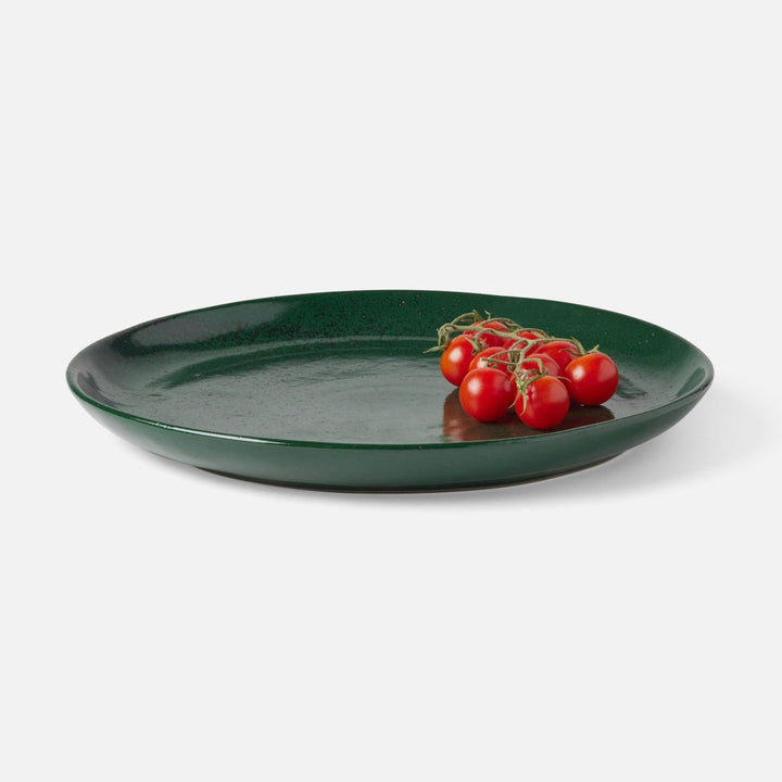 Marcus Dark Green Salt Glaze Round Serving Platter Stoneware Large Pack/2