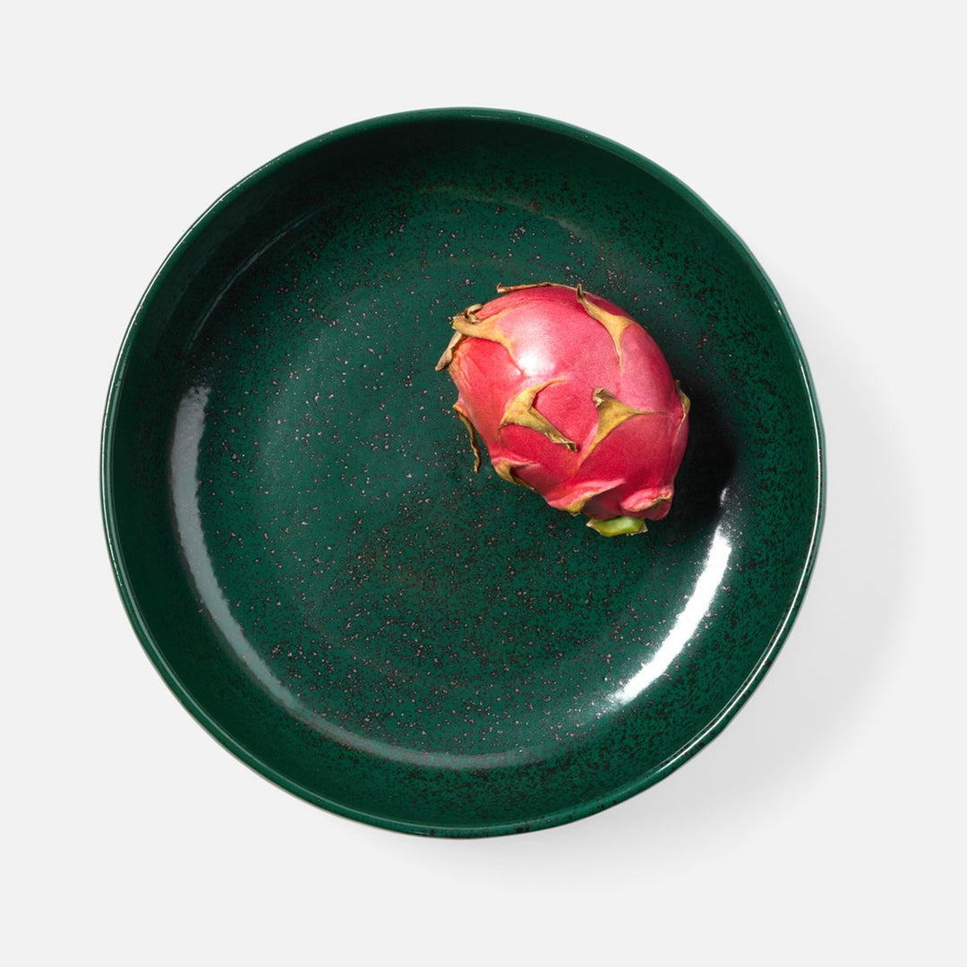 Marcus Dark Green Salt Glaze Round Serving Platter Stoneware Large Pack/2