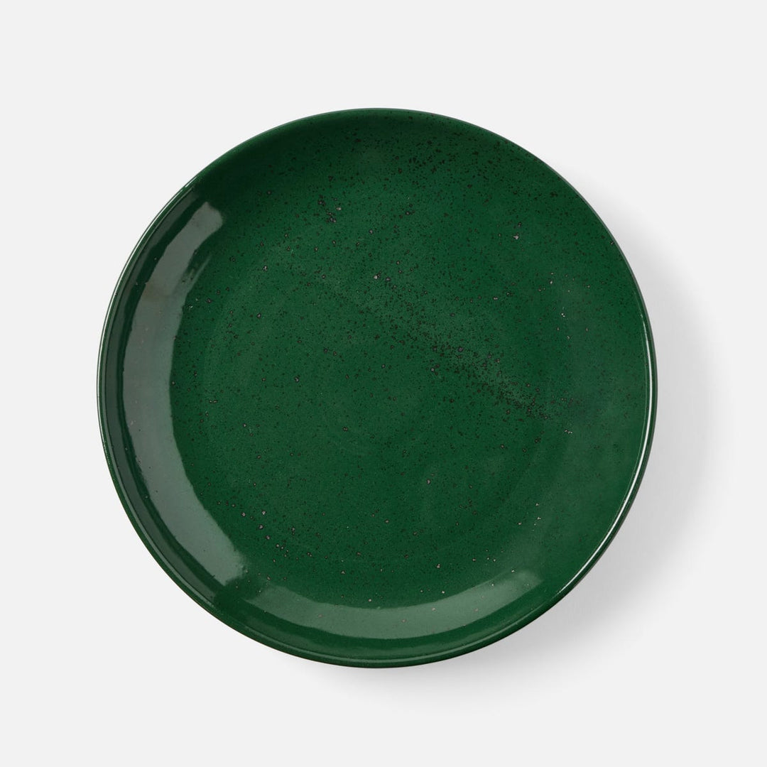 Marcus Dark Green Salt Glaze Round Serving Platter Stoneware Large Pack/2