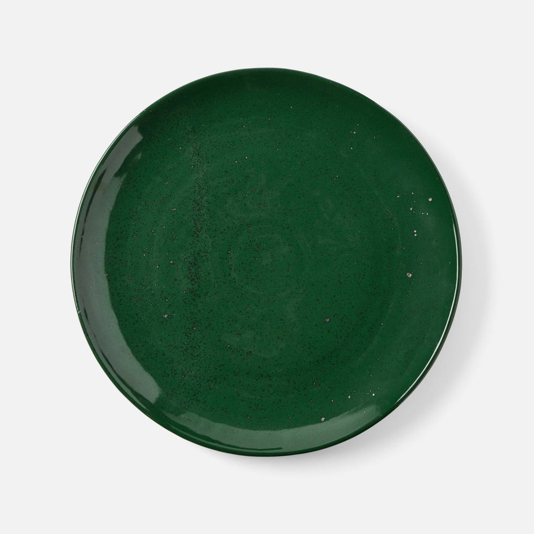Marcus Dark Green Salt Glaze Round Serving Platter Stoneware Small Pack/2