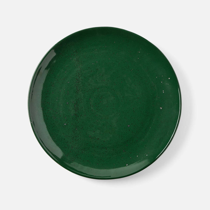 Marcus Dark Green Salt Glaze Round Serving Platter Stoneware Small Pack/2