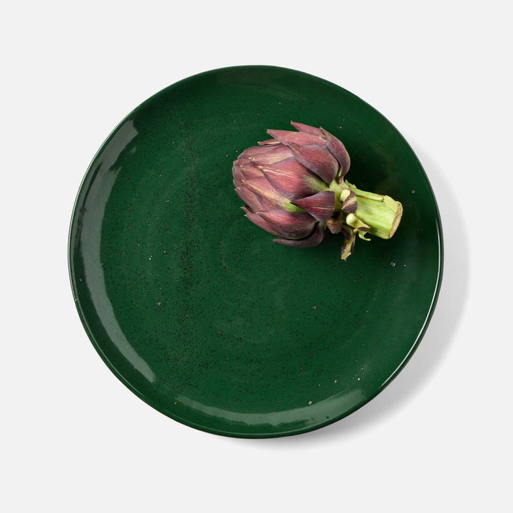 Marcus Dark Green Salt Glaze Round Serving Platter Stoneware Small Pack/2