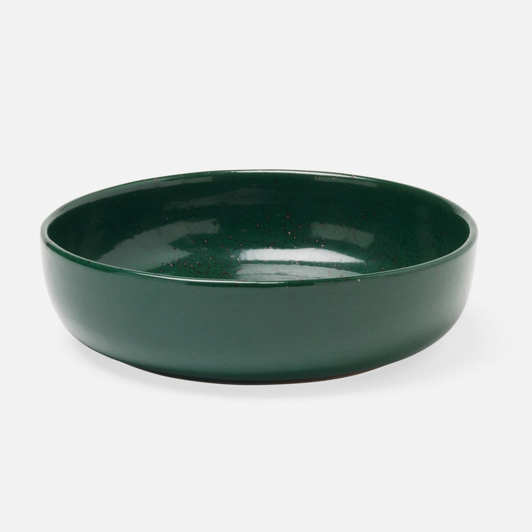 Marcus Dark Green Salt Glaze Round Serving Bowl Stoneware Small Pack/2