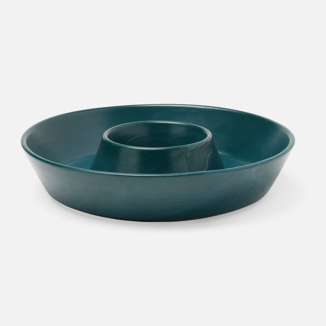 Marcus Midnight Teal Chip And Dip Bowl Stoneware