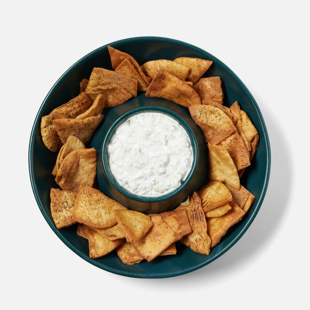 Marcus Midnight Teal Chip And Dip Bowl Stoneware