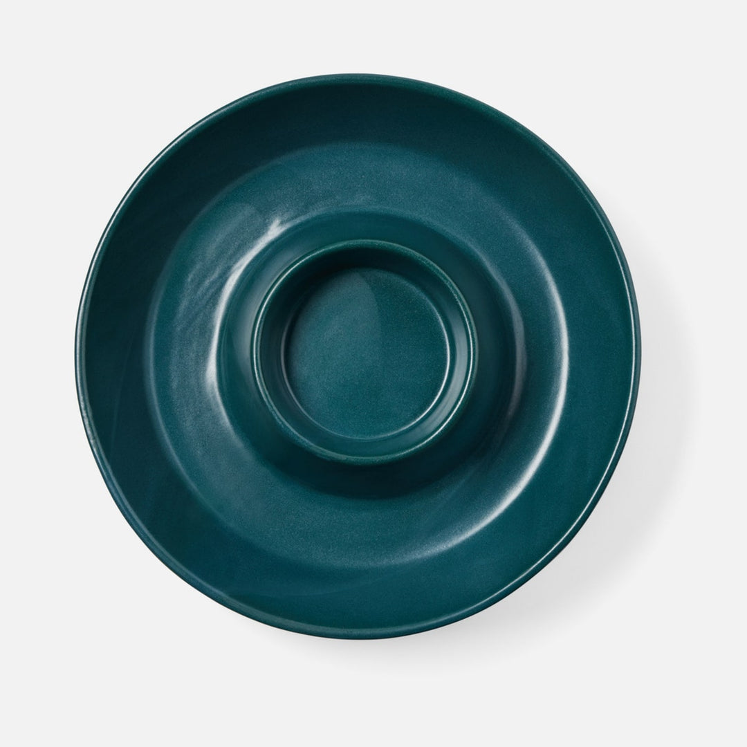 Marcus Midnight Teal Chip And Dip Bowl Stoneware