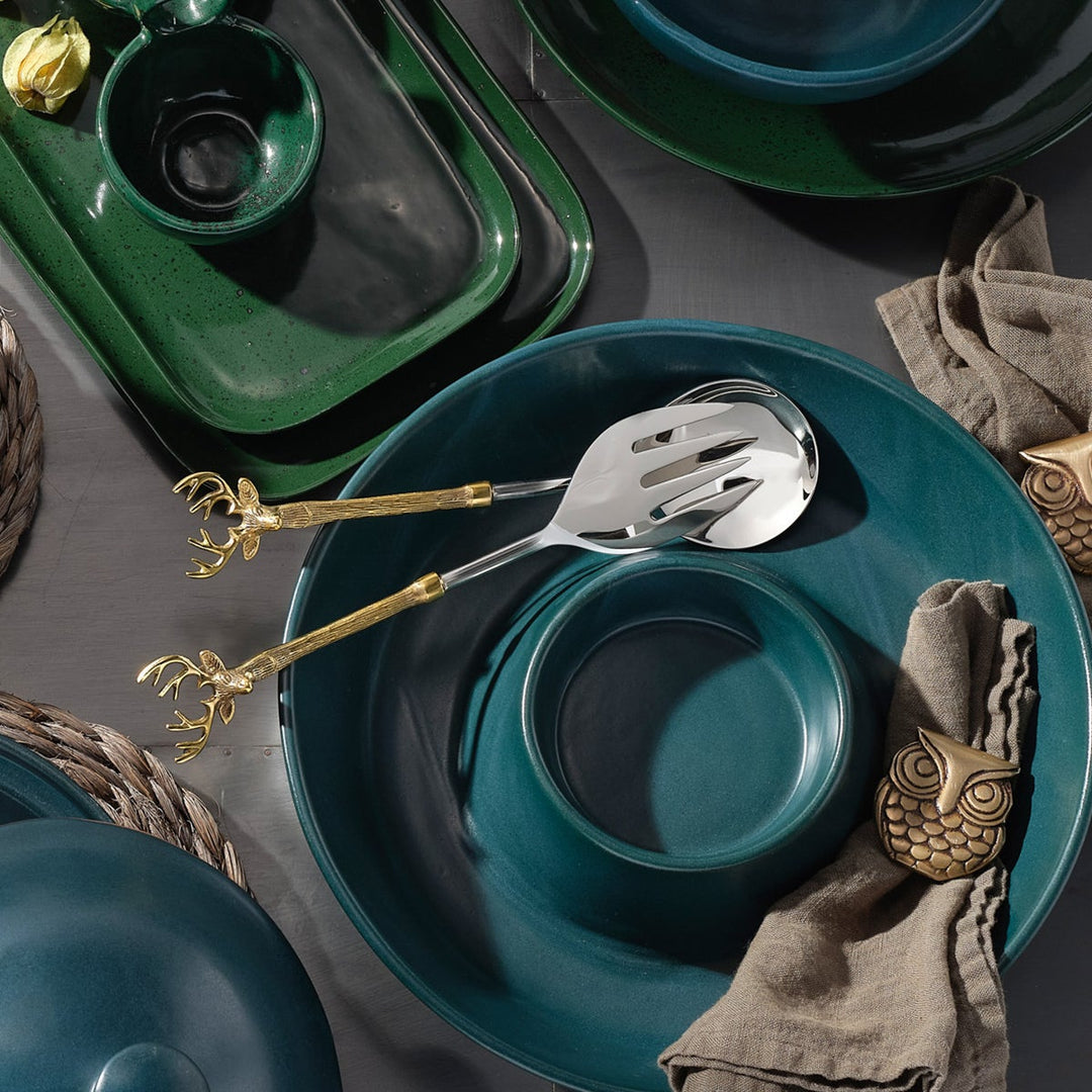 Marcus Midnight Teal Chip And Dip Bowl Stoneware