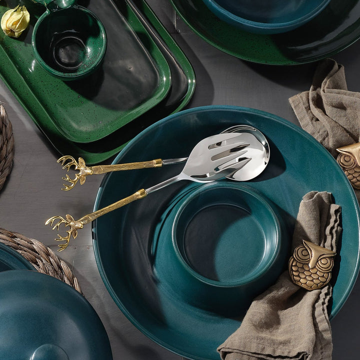 Marcus Midnight Teal Chip And Dip Bowl Stoneware
