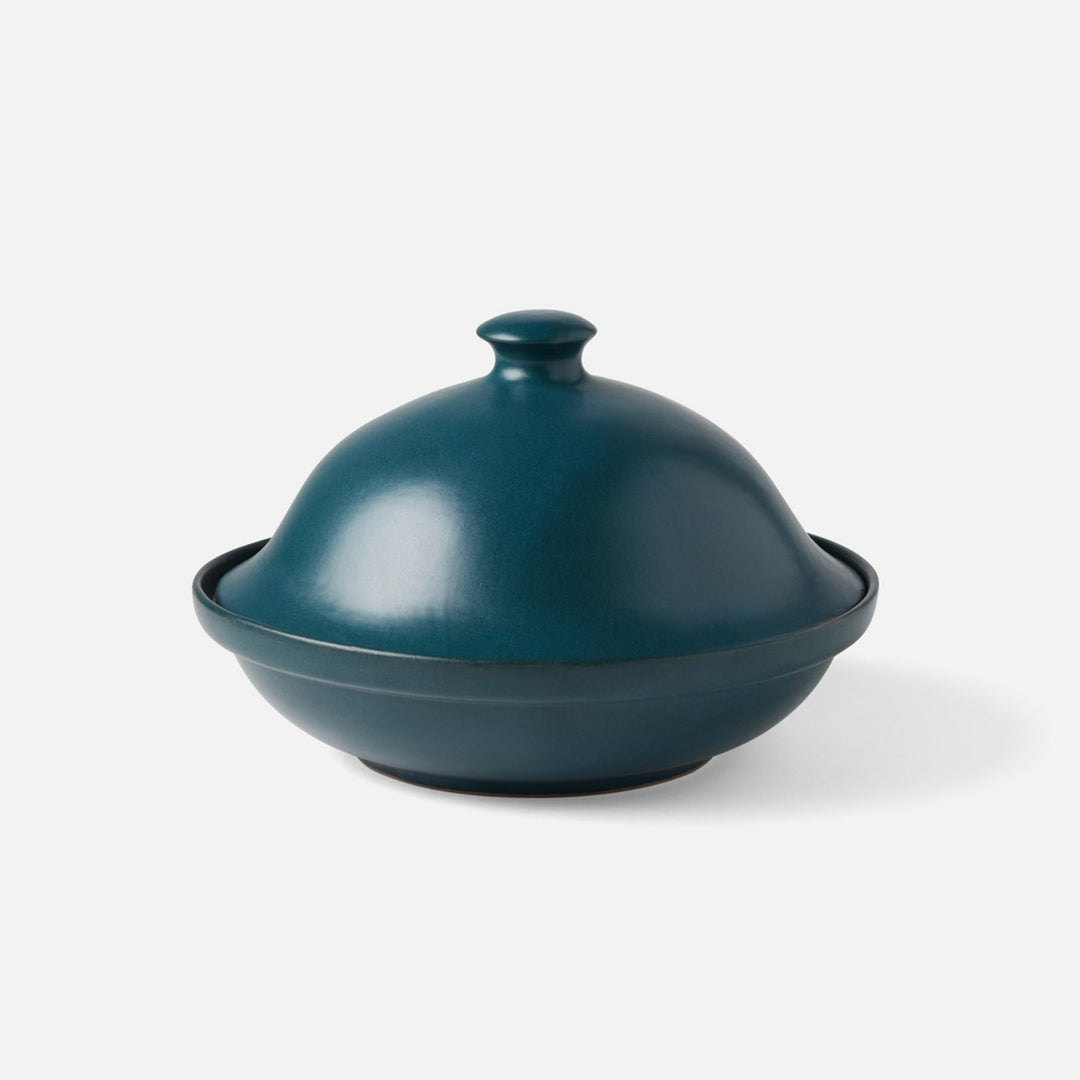 Marcus Midnight Teal Cloche Serving Bowl Stoneware Large