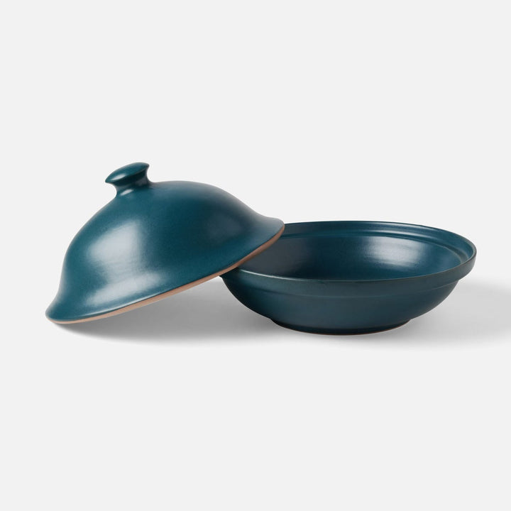 Marcus Midnight Teal Cloche Serving Bowl Stoneware Large