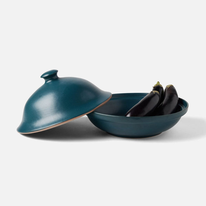 Marcus Midnight Teal Cloche Serving Bowl Stoneware Large