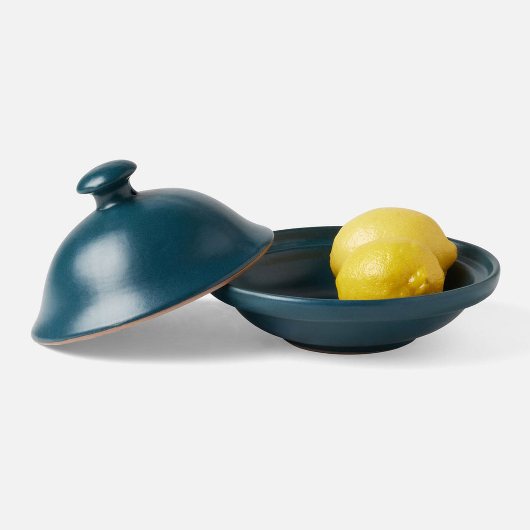 Marcus Midnight Teal Cloche Serving Bowl Stoneware Small Pack/2